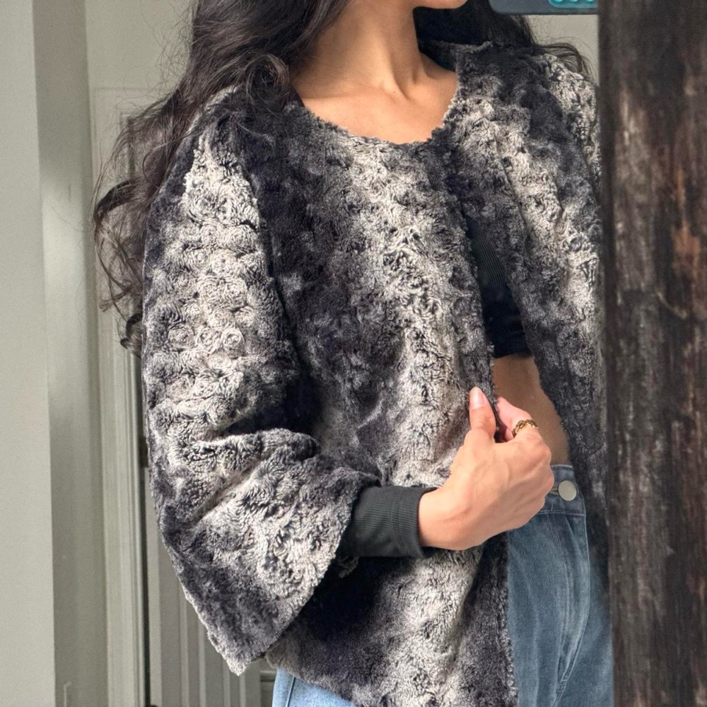 Vintage Adrienne Vittadini Faux Fur Opera Jacket Coat (cropped style)